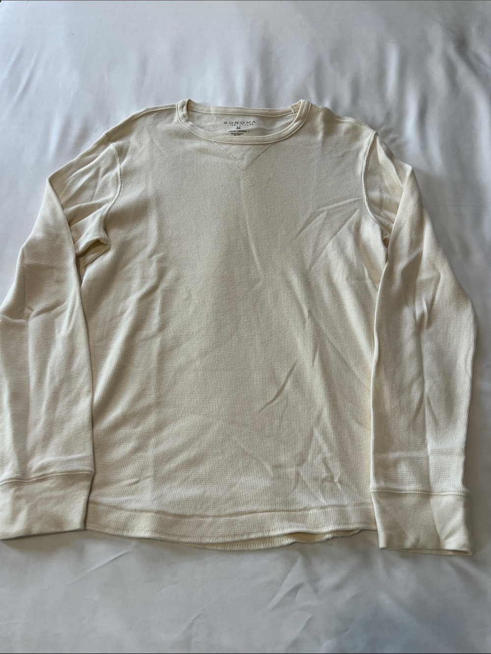Sonoma Thermal Crew Neck Long Sleeve Shirts- Bundle of 3 (Off-White/Gray/Cream - Picture 11 of 13